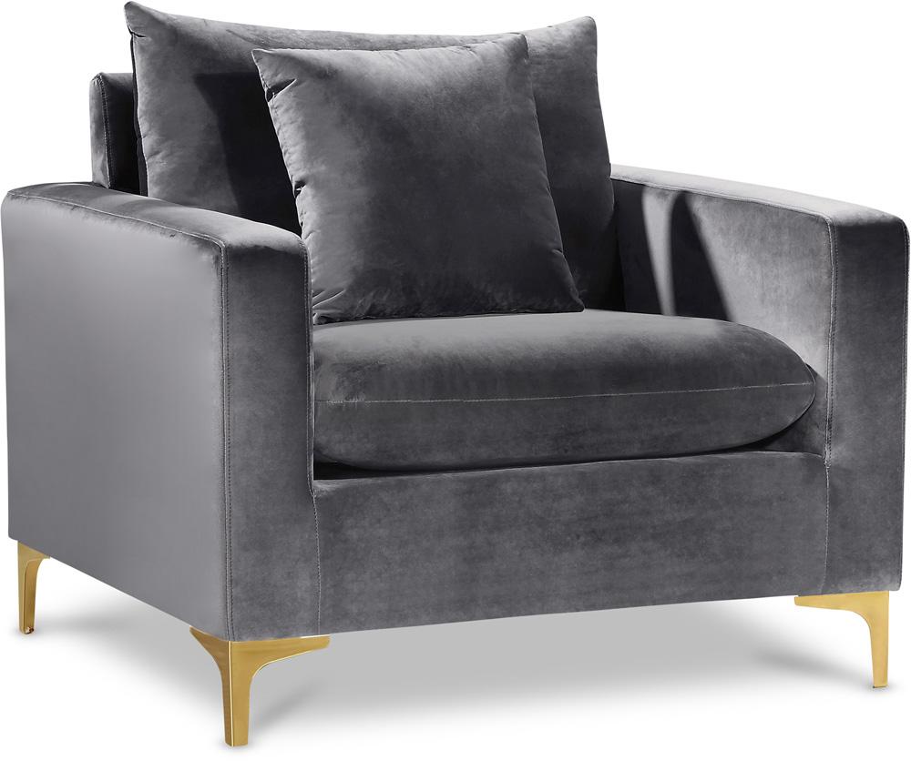 Meridian Furniture - Naomi Grey Velvet Chair - 633Grey-C veiw 1