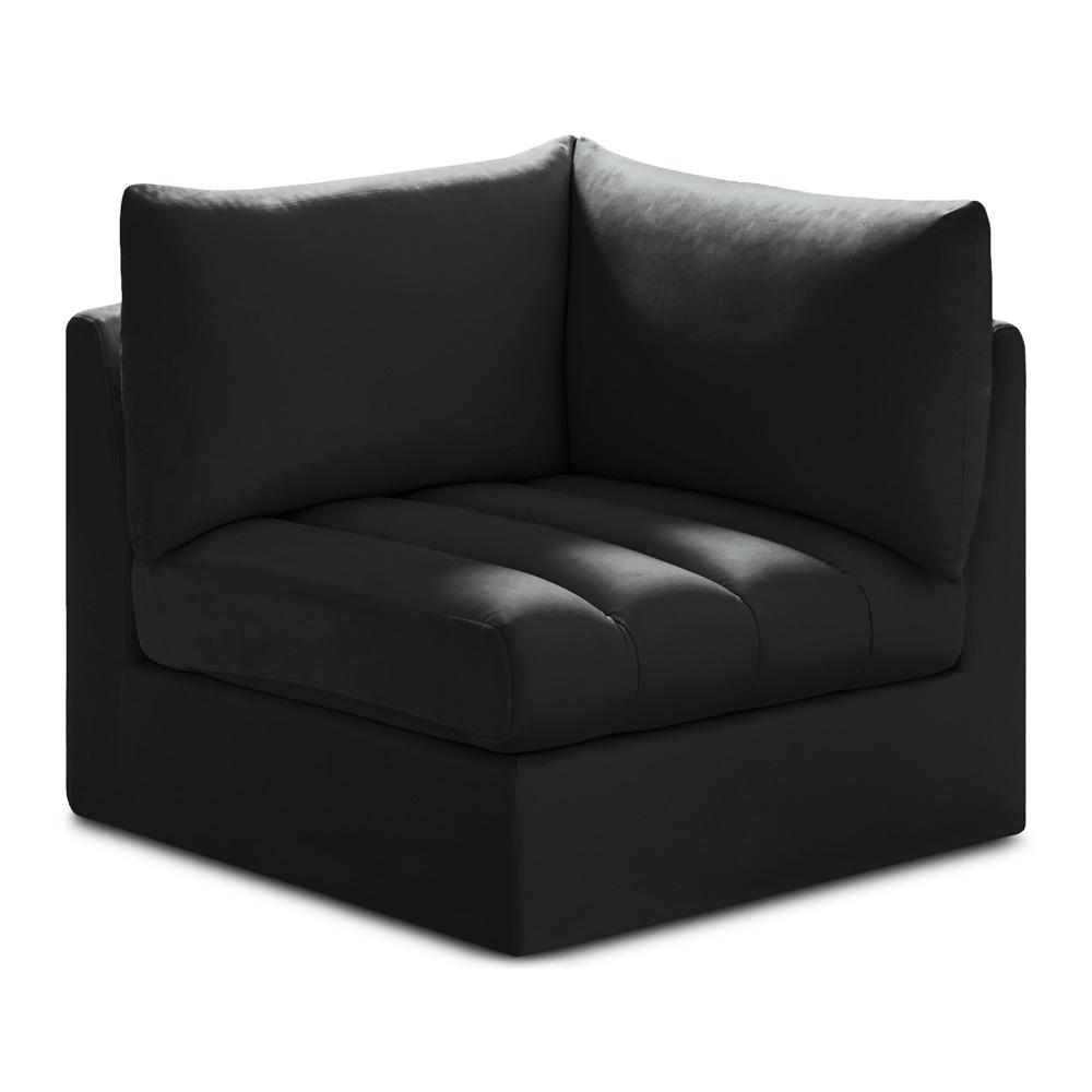 Meridian Furniture - Jacob Black Velvet Corner - 649Black-Corner veiw 1
