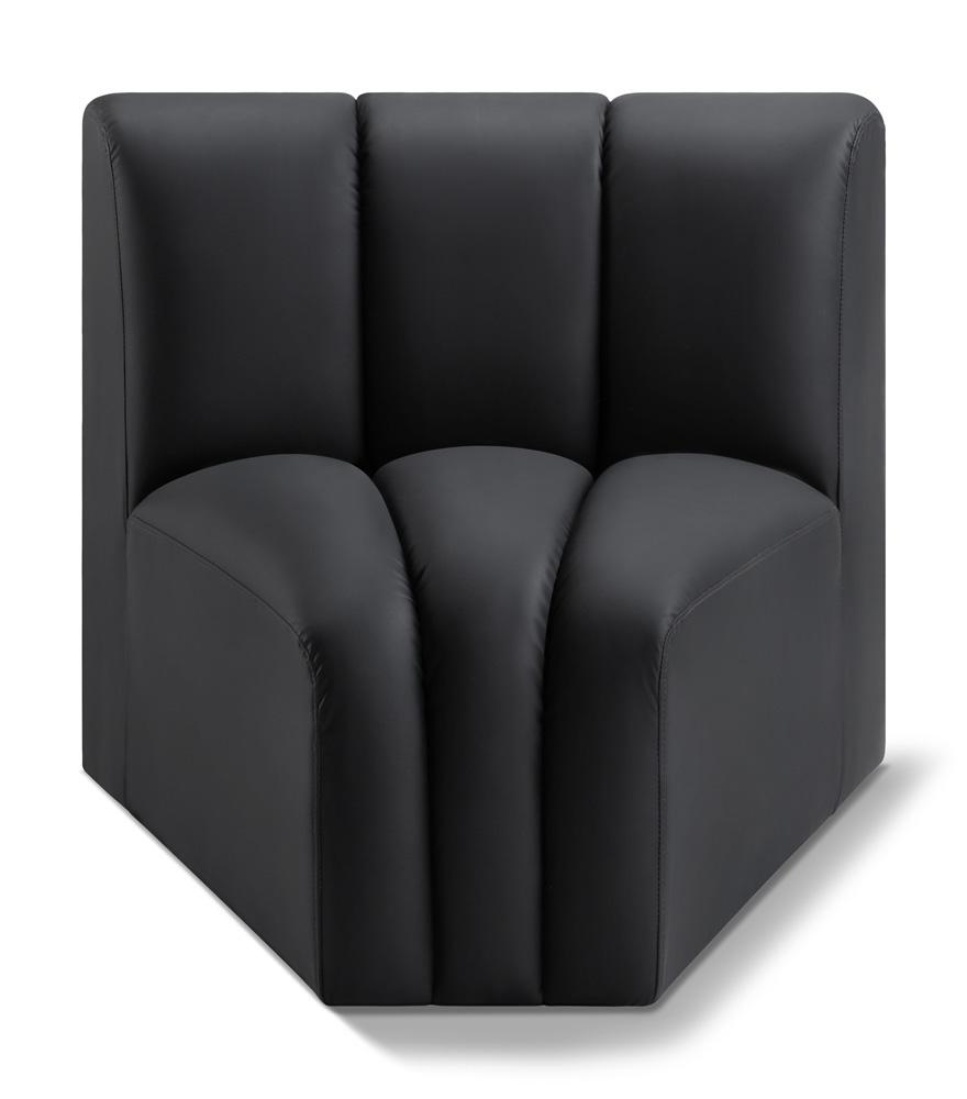 Meridian Furniture - Arc Black Vegan Leather Curved Corner - 101Black-CC veiw 1