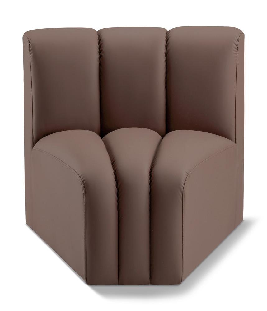 Meridian Furniture - Arc Brown Vegan Leather Curved Corner - 101Brown-CC veiw 1