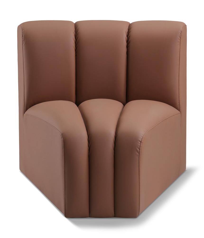 Meridian Furniture - Arc Cognac Vegan Leather Curved Corner - 101Cognac-CC veiw 1