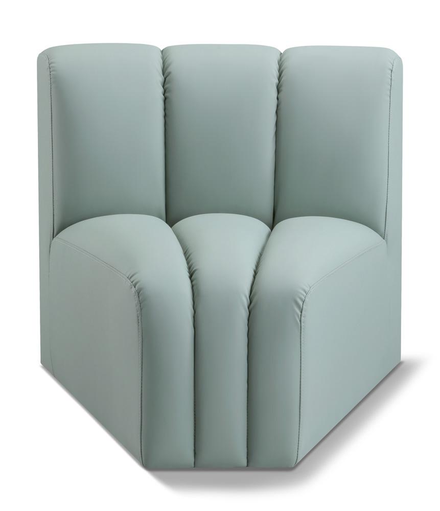 Meridian Furniture - Arc Mint Green Vegan Leather Curved Corner - 101Mint-CC veiw 1