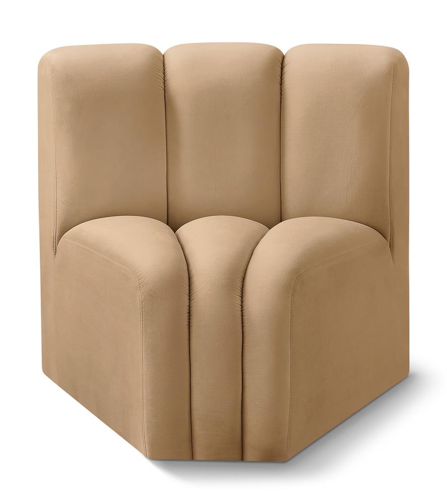 Meridian Furniture - Arc Camel Velvet Curved Corner - 103Camel-CC veiw 1