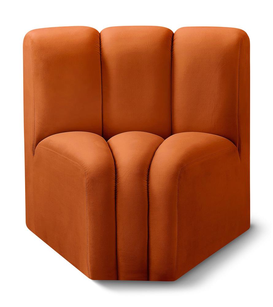 Meridian Furniture - Arc Cognac Velvet Curved Corner - 103Cognac-CC veiw 1