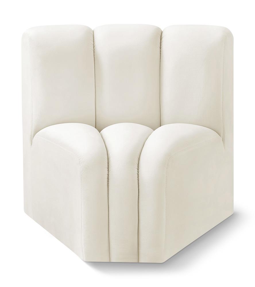 Meridian Furniture - Arc Cream Velvet Curved Corner - 103Cream-CC veiw 1