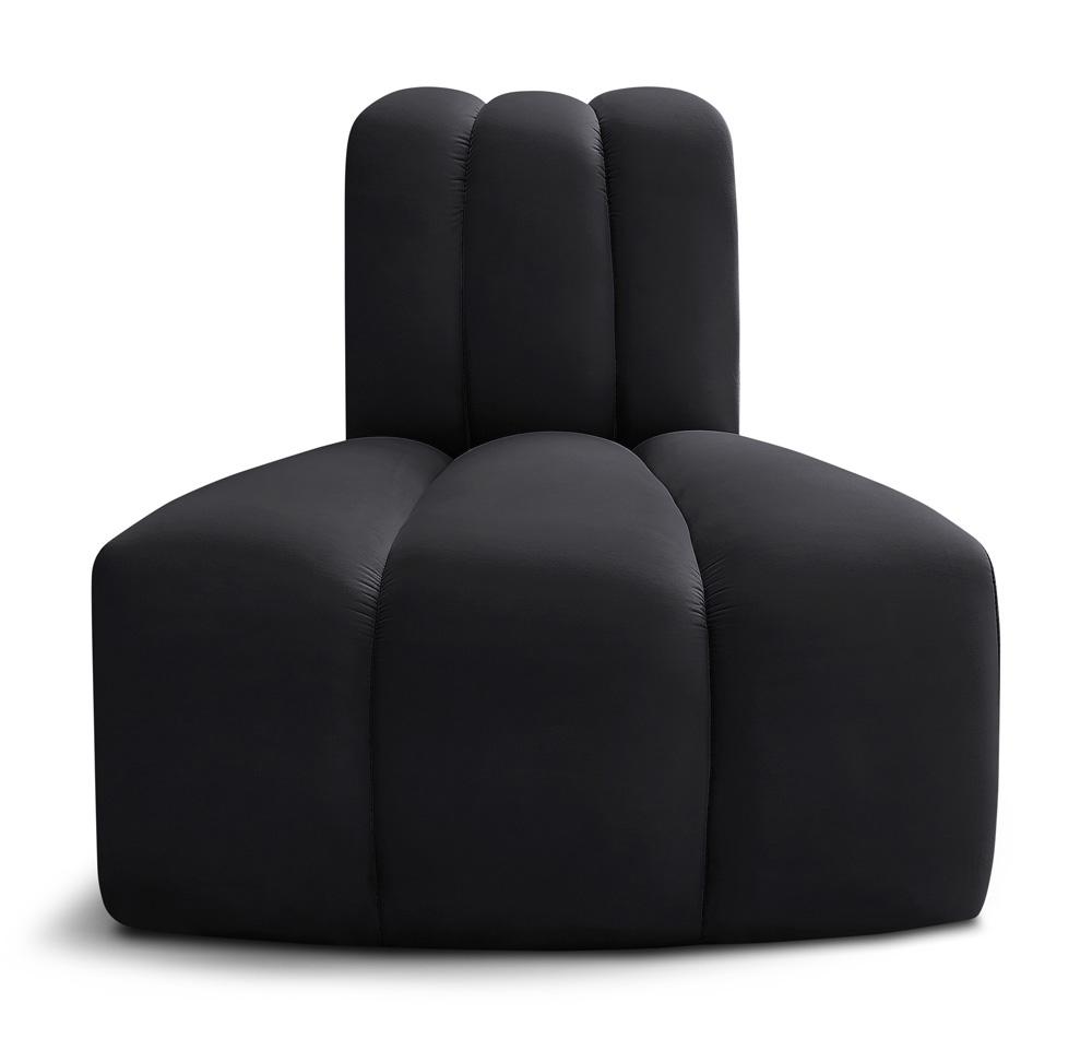Meridian Furniture - Arc Black Velvet Reverse Corner - 103Black-RC veiw 1