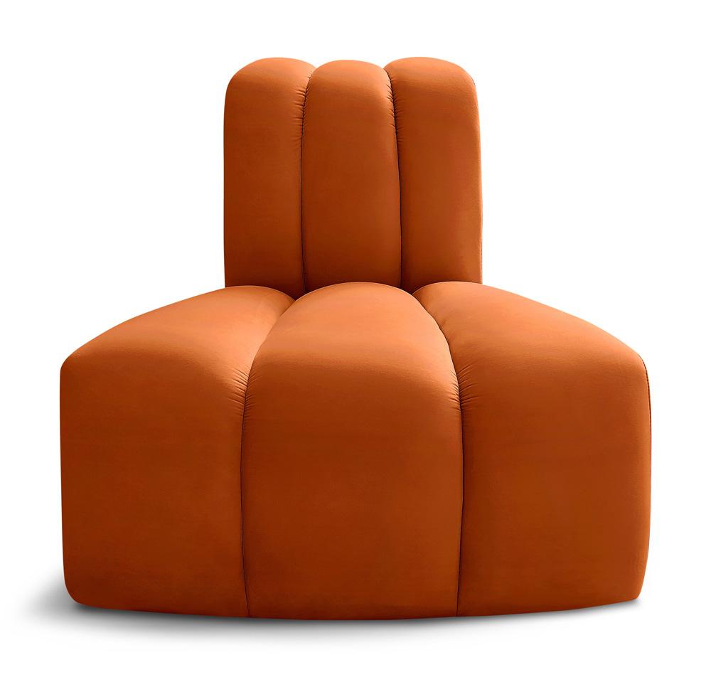 Meridian Furniture - Arc Cognac Velvet Reverse Corner - 103Cognac-RC veiw 1