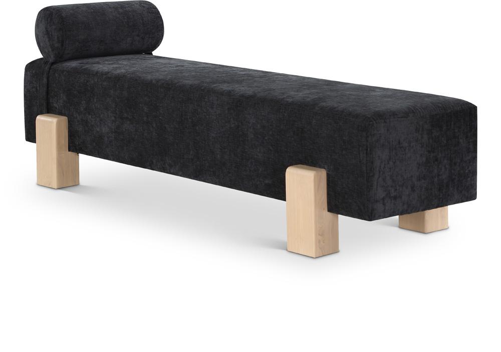 Meridian Furniture - Edison Black Chenille Fabric Bench - 22011Black veiw 1