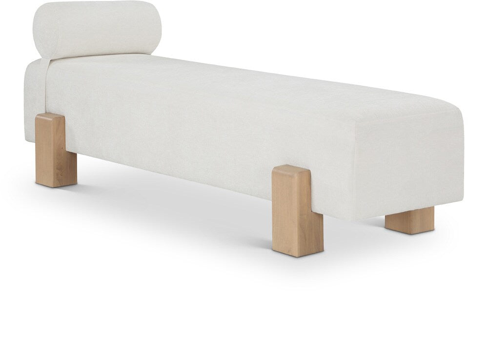 Meridian Furniture - Edison Cream Chenille Fabric Bench - 22011Cream veiw 1