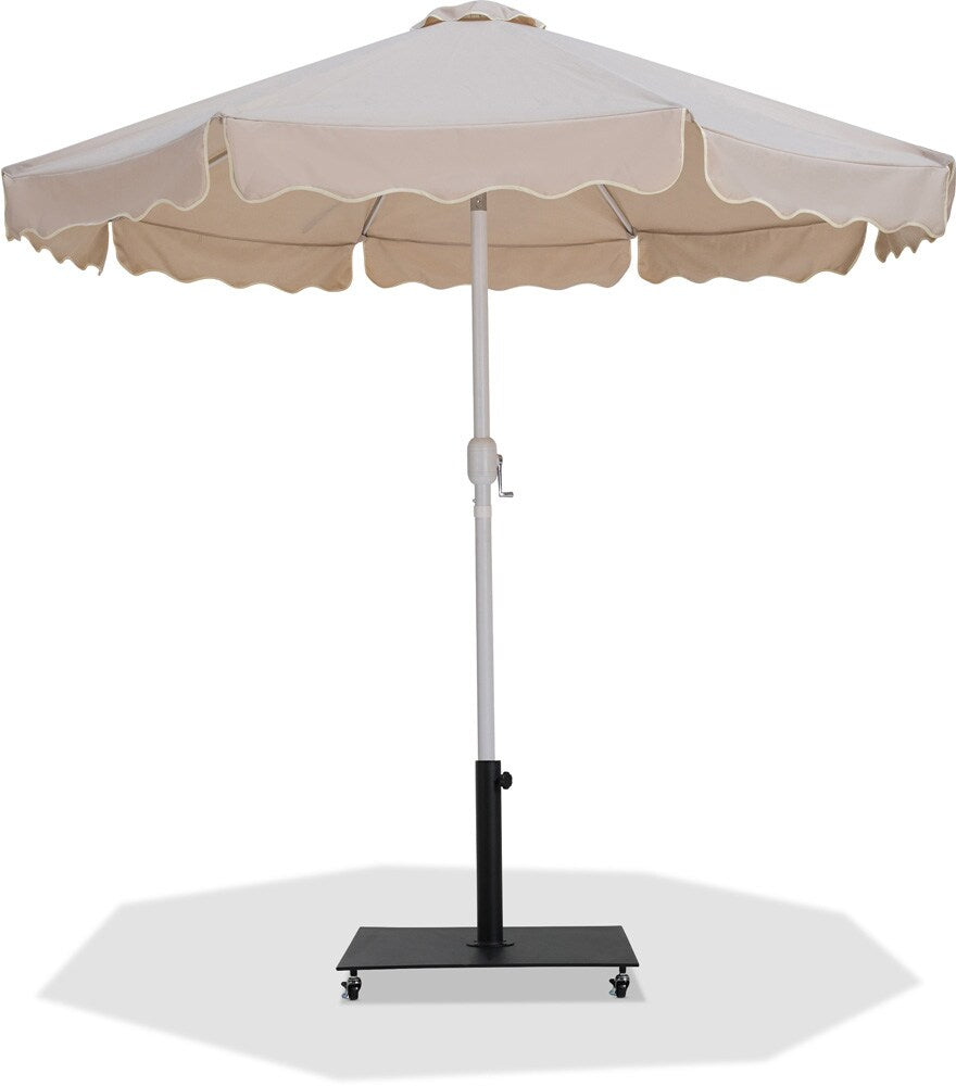 Meridian Furniture - Amalfi Beige Fabric With Cream Piping / Matte Black Aluminum Patio Umbrella with Base Sets - 55018Beige-AB veiw 1