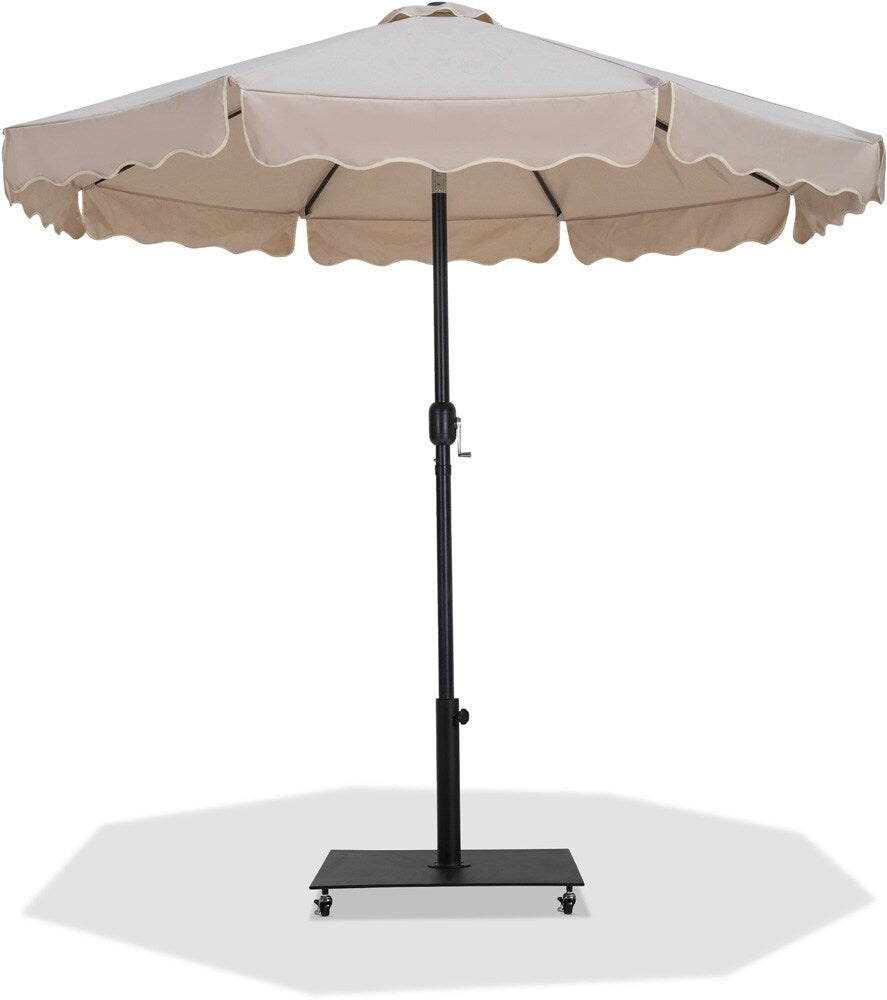Meridian Furniture - Amalfi Beige Fabric With Cream Piping / Matte Black Aluminum Patio Umbrella with Base Sets - 55019Beige-AB veiw 1
