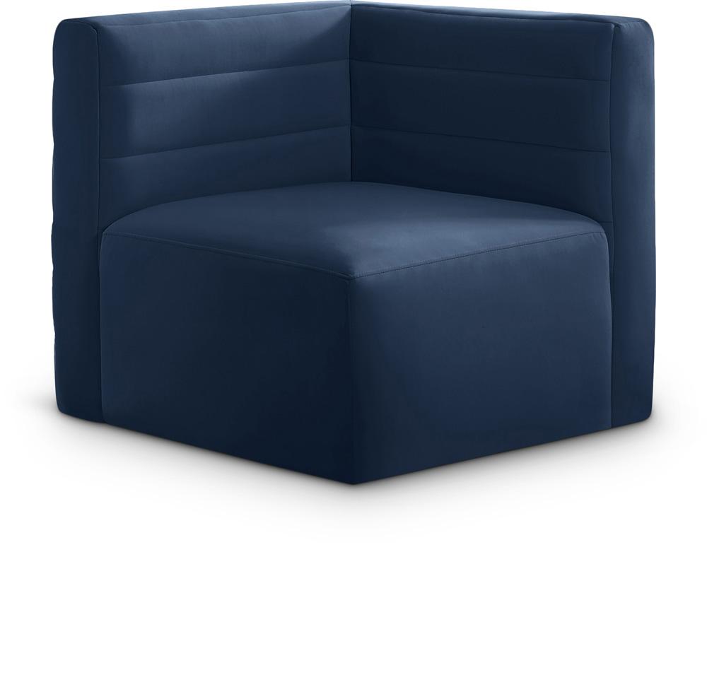Meridian Furniture - Quincy Navy Velvet Modular Corner Chair - 677Navy-Corner veiw 1