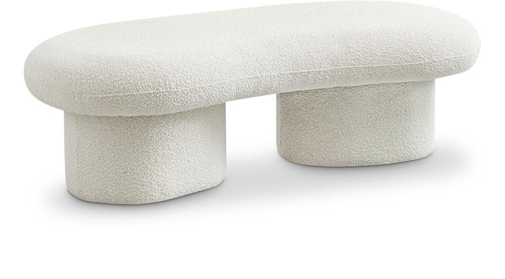 Meridian Furniture - Luka Cream Boucle Fabric Bench - 120Cream veiw 1