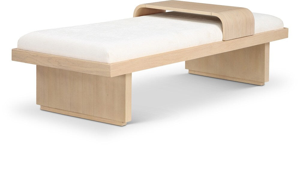 Meridian Furniture - Arlington Cream Chenille Fabric Bench - 22013Cream veiw 1