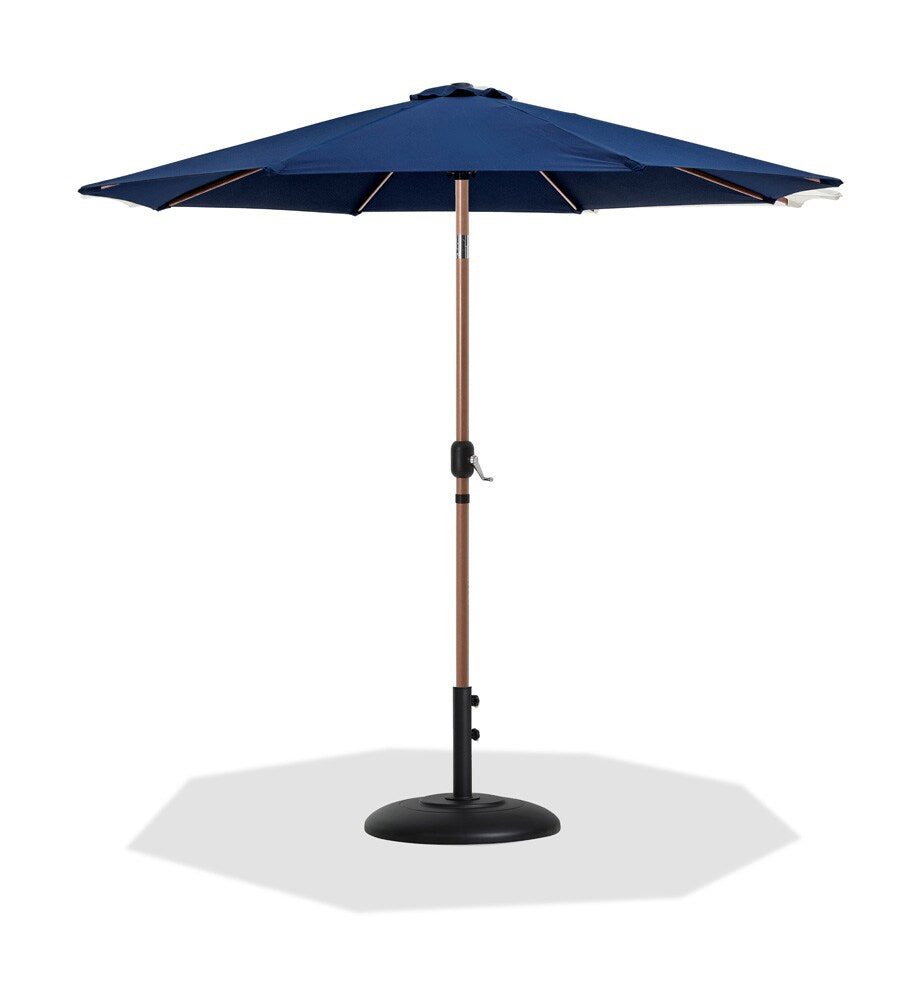 Meridian Furniture - Fiji Navy Fabric / Matte Black Aluminum Patio Umbrella with Base Sets - 55014Navy-BB veiw 1