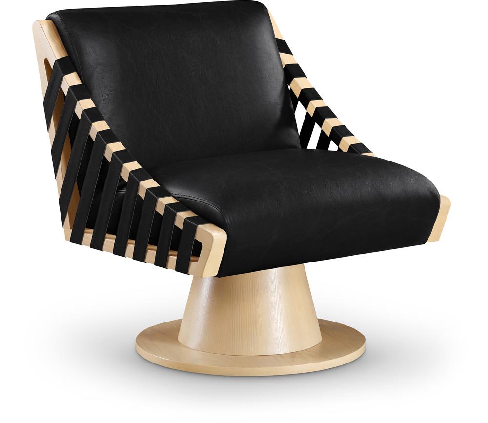 Meridian Furniture - Millwin Black Vegan Leather Swivel Accent Chair - 33001Black veiw 1