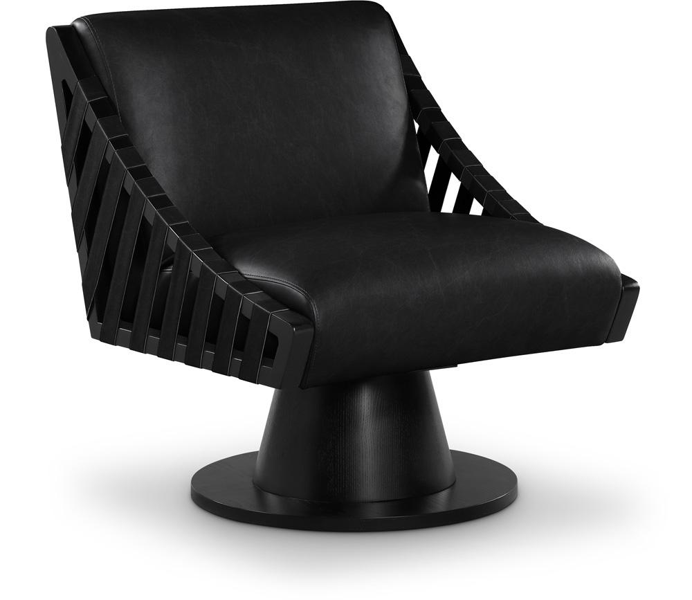 Meridian Furniture - Millwin Black Vegan Leather Swivel Accent Chair - 33002Black veiw 1