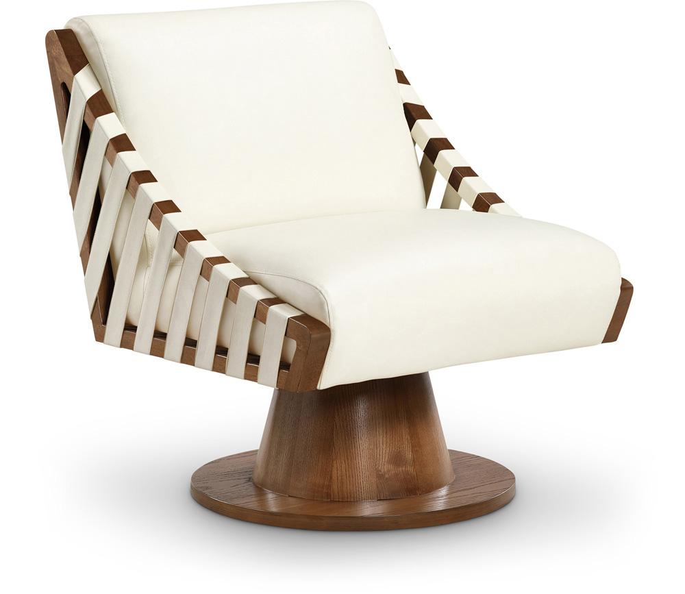 Meridian Furniture - Millwin Cream Vegan Leather Swivel Accent Chair - 33003Cream veiw 1