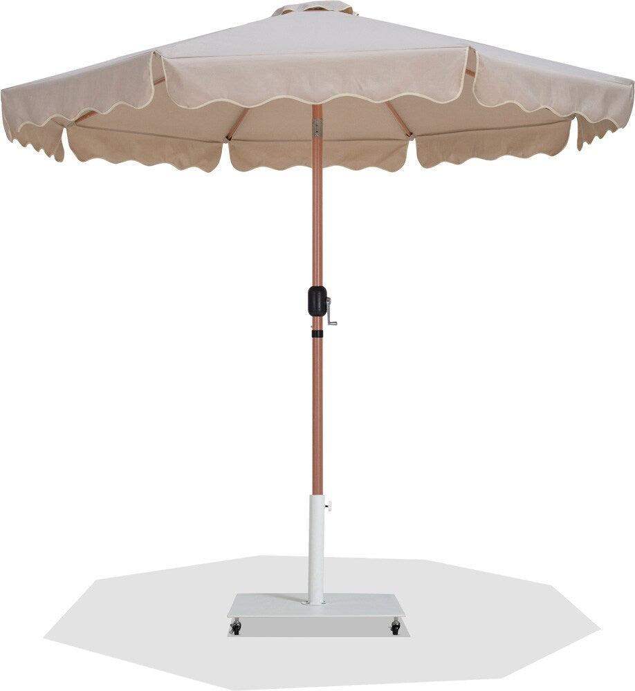 Meridian Furniture - Amalfi Beige Fabric With Cream Piping / Matte White Aluminum Patio Umbrella with Base Sets - 55017Beige-AW veiw 1