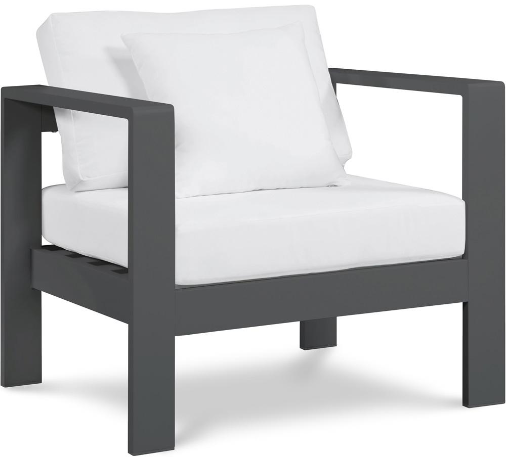 Meridian Furniture - Nizuc White Water Resistant Fabric Outdoor Patio Aluminum Arm Chair - 376White-Chair veiw 1