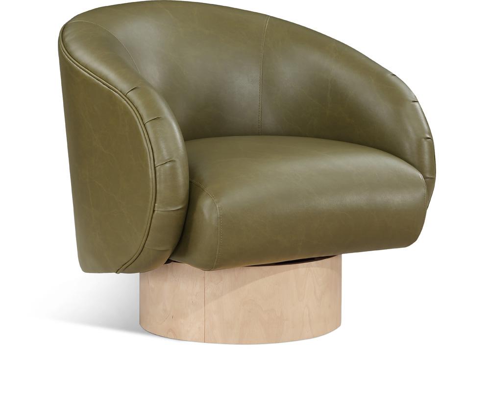 Meridian Furniture - Gibson Olive Vegan Leather Swivel Accent Chair - 484Olive veiw 1