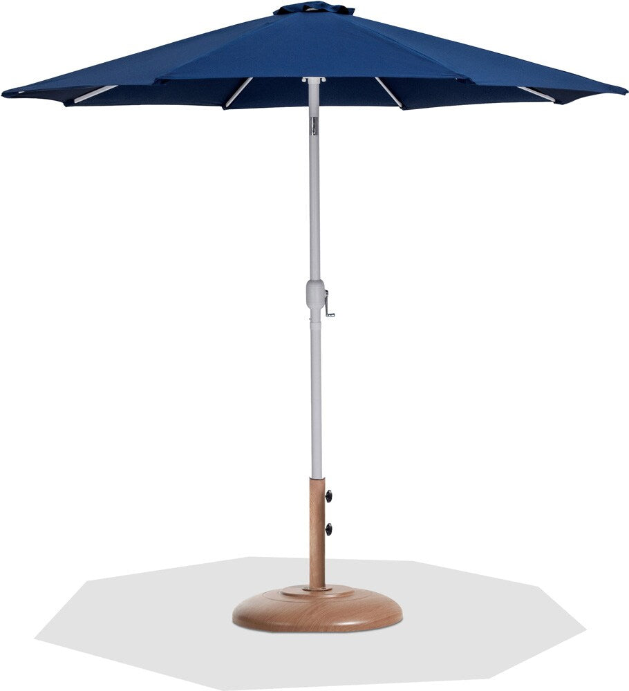 Meridian Furniture - Fiji Navy Fabric / Teak Aluminum Patio Umbrella with Base Sets - 55015Navy-BT veiw 1