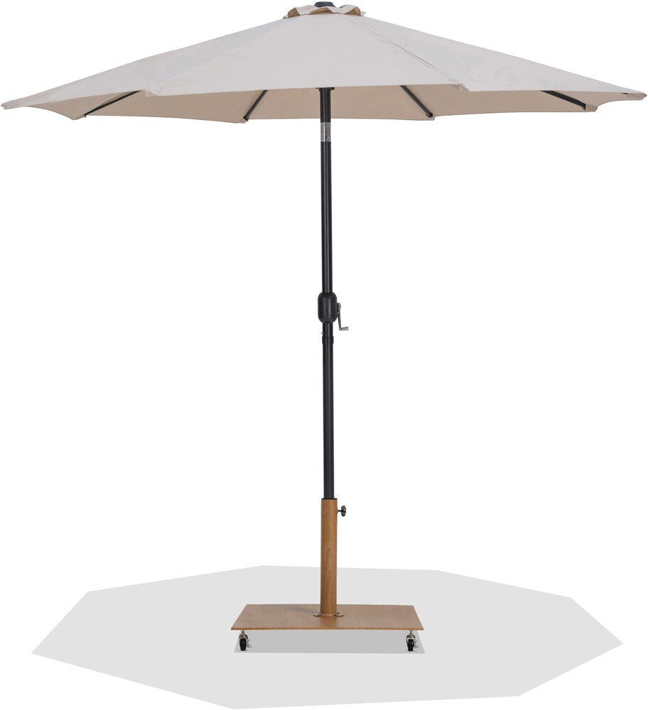 Meridian Furniture - Fiji Beige Fabric / Teak Aluminum Patio Umbrella with Base Sets - 55016Beige-AT veiw 1