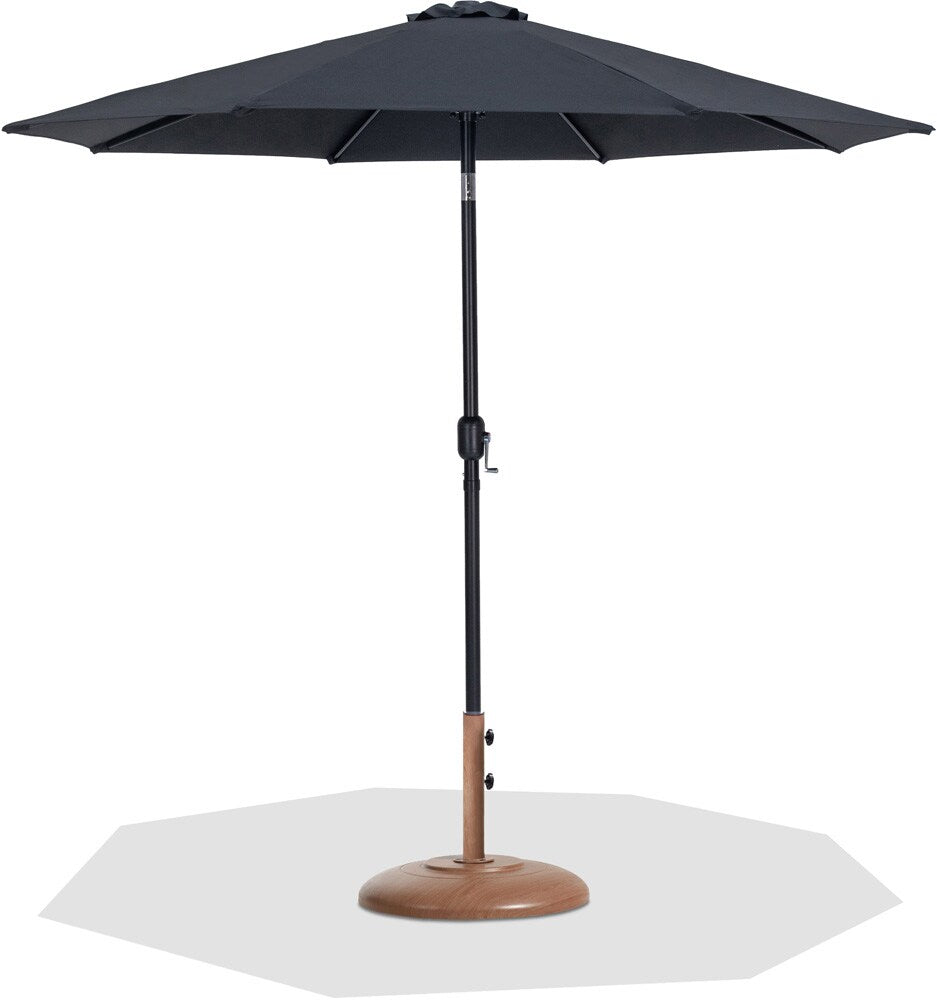 Meridian Furniture - Fiji Black Fabric / Teak Aluminum Patio Umbrella with Base Sets - 55016Black-BT veiw 1
