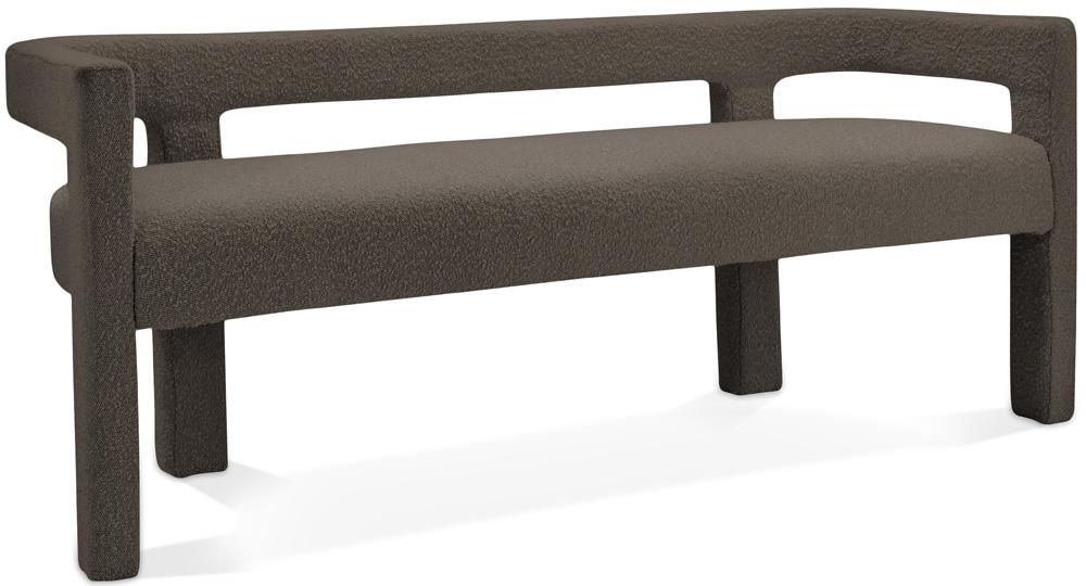Meridian Furniture - Athena Brown Boucle Fabric Bench - 865Brown veiw 1