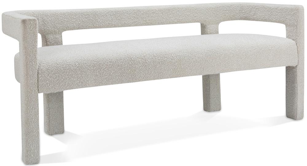 Meridian Furniture - Athena Cream Boucle Fabric Bench - 865Cream veiw 1