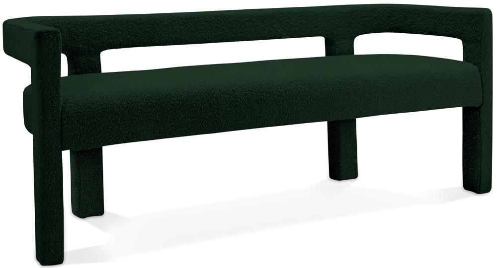 Meridian Furniture - Athena Green Boucle Fabric Bench - 865Green veiw 1