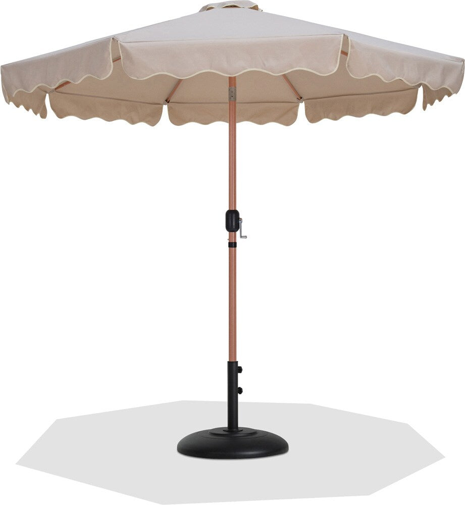 Meridian Furniture - Amalfi Beige Fabric With Cream Piping / Matte Black Aluminum Patio Umbrella with Base Sets - 55017Beige-BB veiw 1
