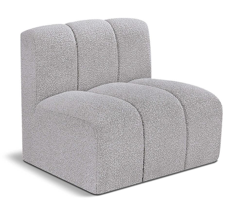 Meridian Furniture - Arc Grey Boucle Fabric Straight Chair - 102Grey-ST veiw 1