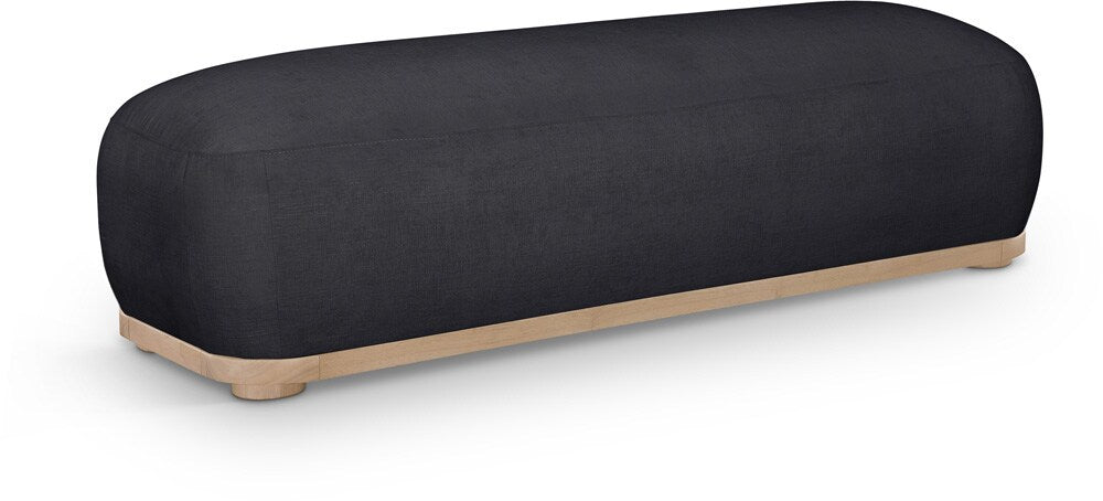 Meridian Furniture - Calum Black Chenille Fabric Bench - 22087Black veiw 1