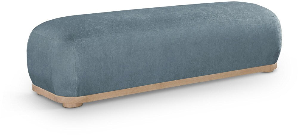 Meridian Furniture - Calum Light Blue Chenille Fabric Bench - 22087LtBlu veiw 1