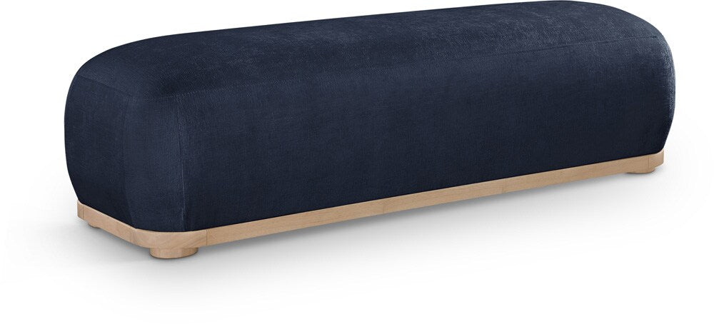 Meridian Furniture - Calum Navy Chenille Fabric Bench - 22087Navy veiw 1