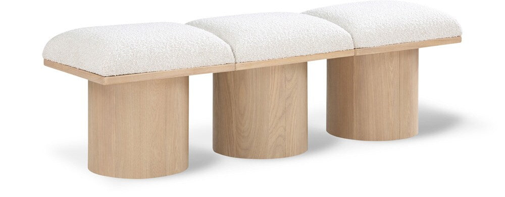 Meridian Furniture - Pavilion Cream Boucle Fabric Bench - 3Pc - 465Cream-3A veiw 1