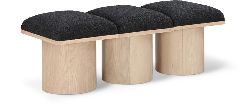 Meridian Furniture - Pavilion Black Boucle Fabric Bench - 3Pc - 465Black-3B veiw 1