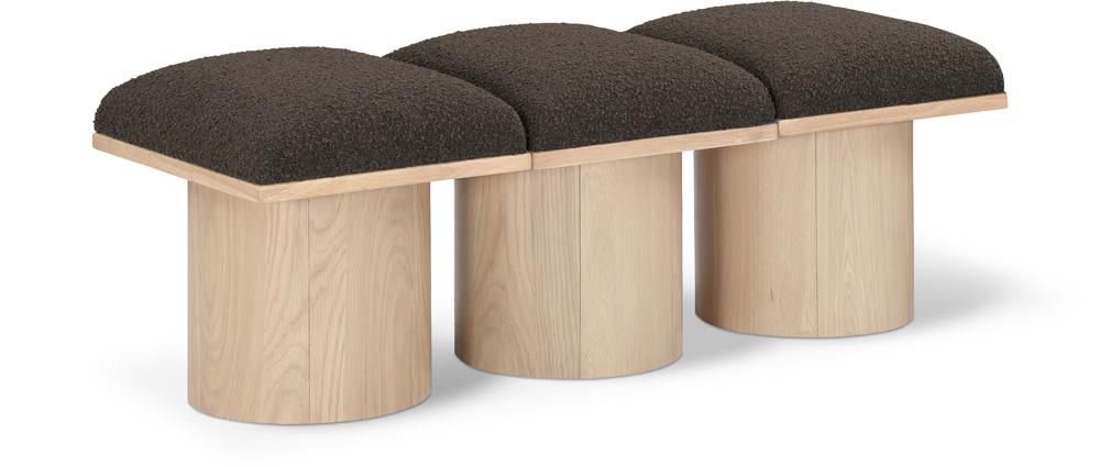 Meridian Furniture - Pavilion Brown Boucle Fabric Bench - 3Pc - 465Brown-3B veiw 1
