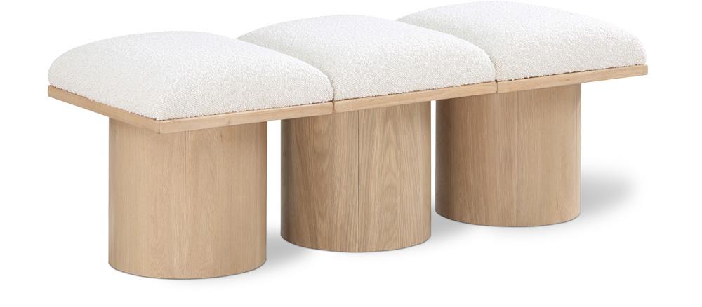 Meridian Furniture - Pavilion Cream Boucle Fabric Bench - 3Pc - 465Cream-3B veiw 1