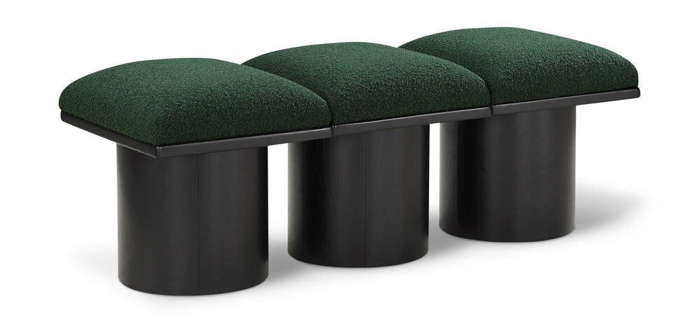 Meridian Furniture - Pavilion Green Boucle Fabric Bench - 3Pc - 466Green-3B veiw 1
