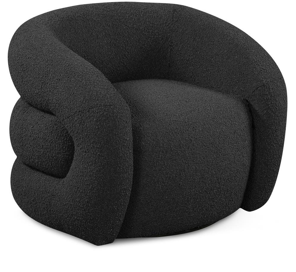 Meridian Furniture - Roxbury Black Boucle Fabric Swivel Accent Chair - 473Black veiw 1