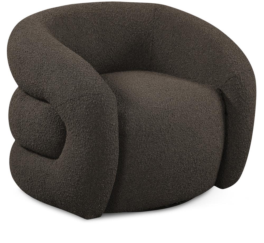 Meridian Furniture - Roxbury Brown Boucle Fabric Swivel Accent Chair - 473Brown veiw 1