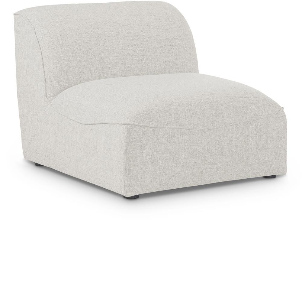 Meridian Furniture - Miramar Cream Durable Linen Textured Armless - 683Cream-Armless veiw 1