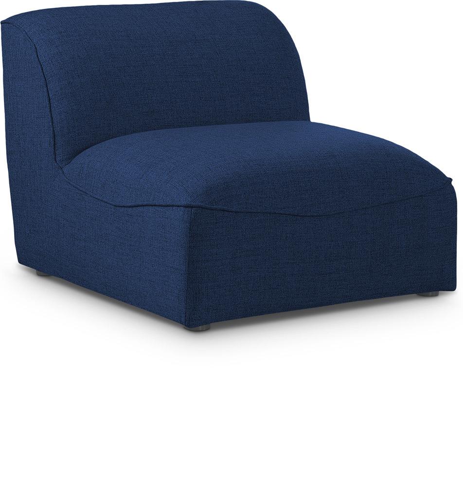 Meridian Furniture - Miramar Navy Durable Linen Textured Armless - 683Navy-Armless veiw 1