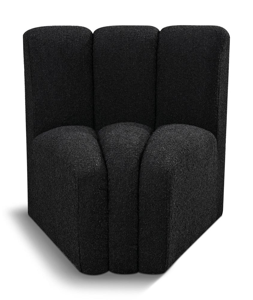 Meridian Furniture - Arc Black Boucle Fabric Curved Corner - 102Black-CC veiw 1