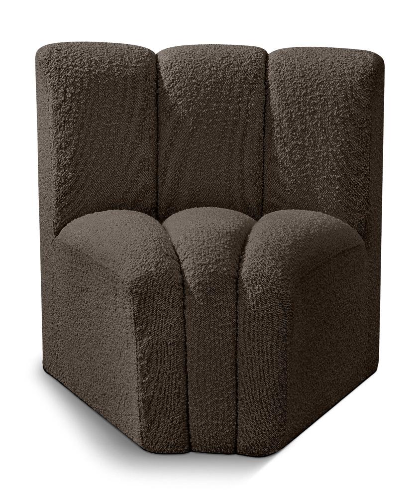 Meridian Furniture - Arc Brown Boucle Fabric Curved Corner - 102Brown-CC veiw 1