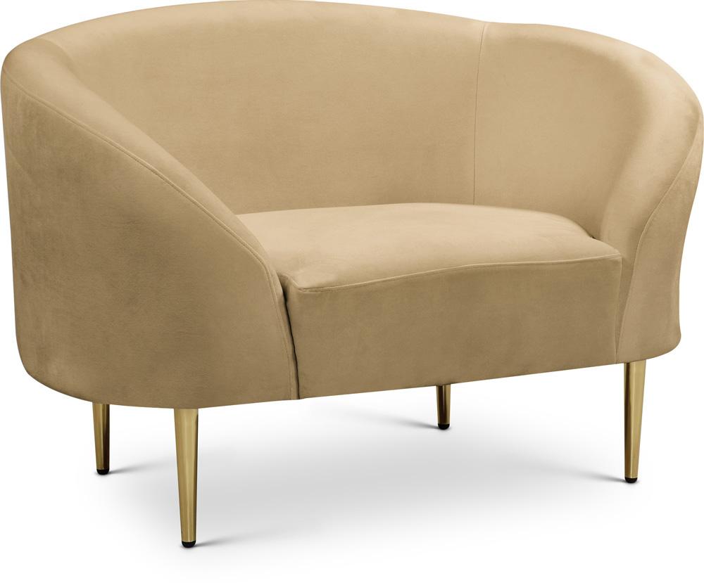 Meridian Furniture - Ritz Camel Velvet Chair - 659Camel-C veiw 1
