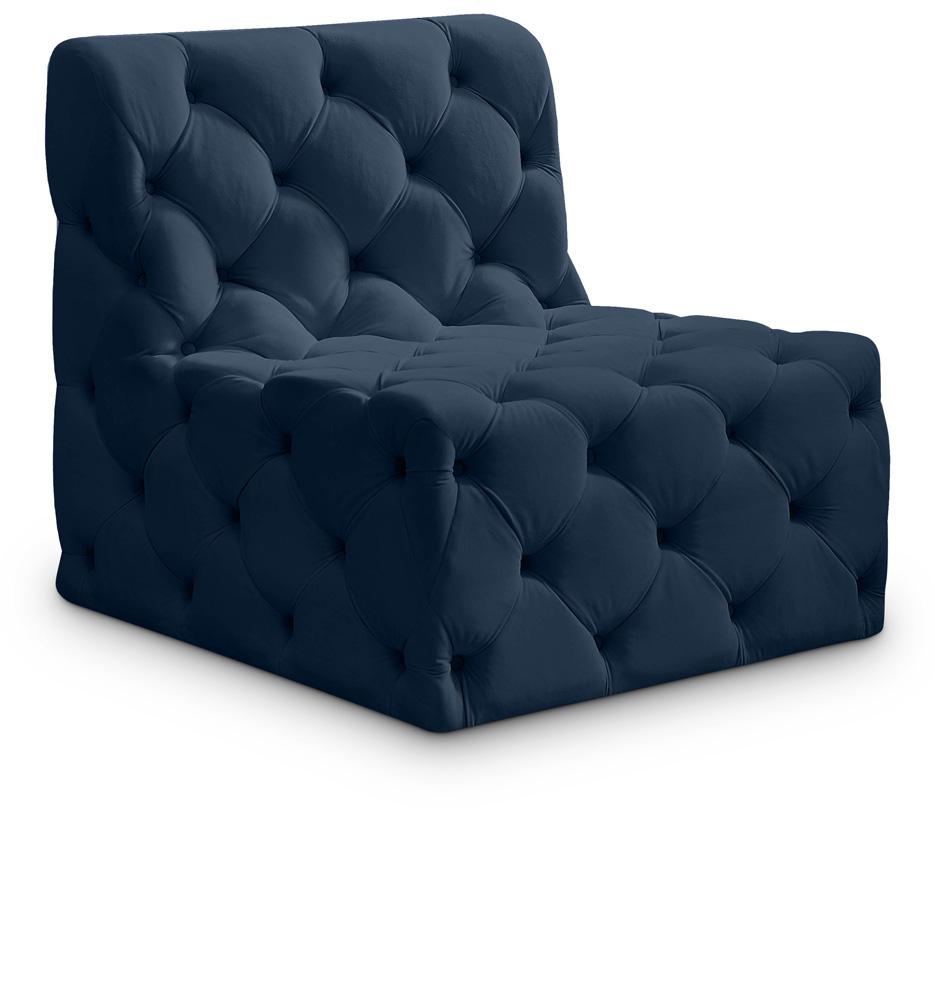 Meridian Furniture - Tuft Navy Velvet Armless Chair - 680Navy-Armless veiw 1