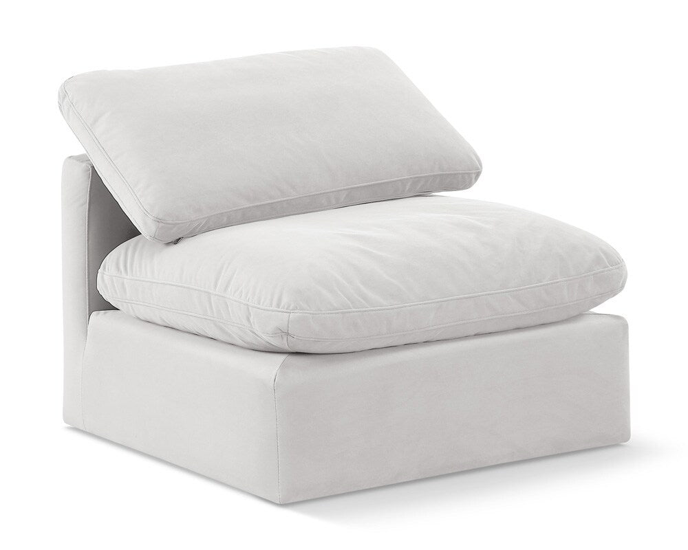 Meridian Furniture - Indulge Cream Velvet Armless Chair - 147Cream-Armless veiw 1
